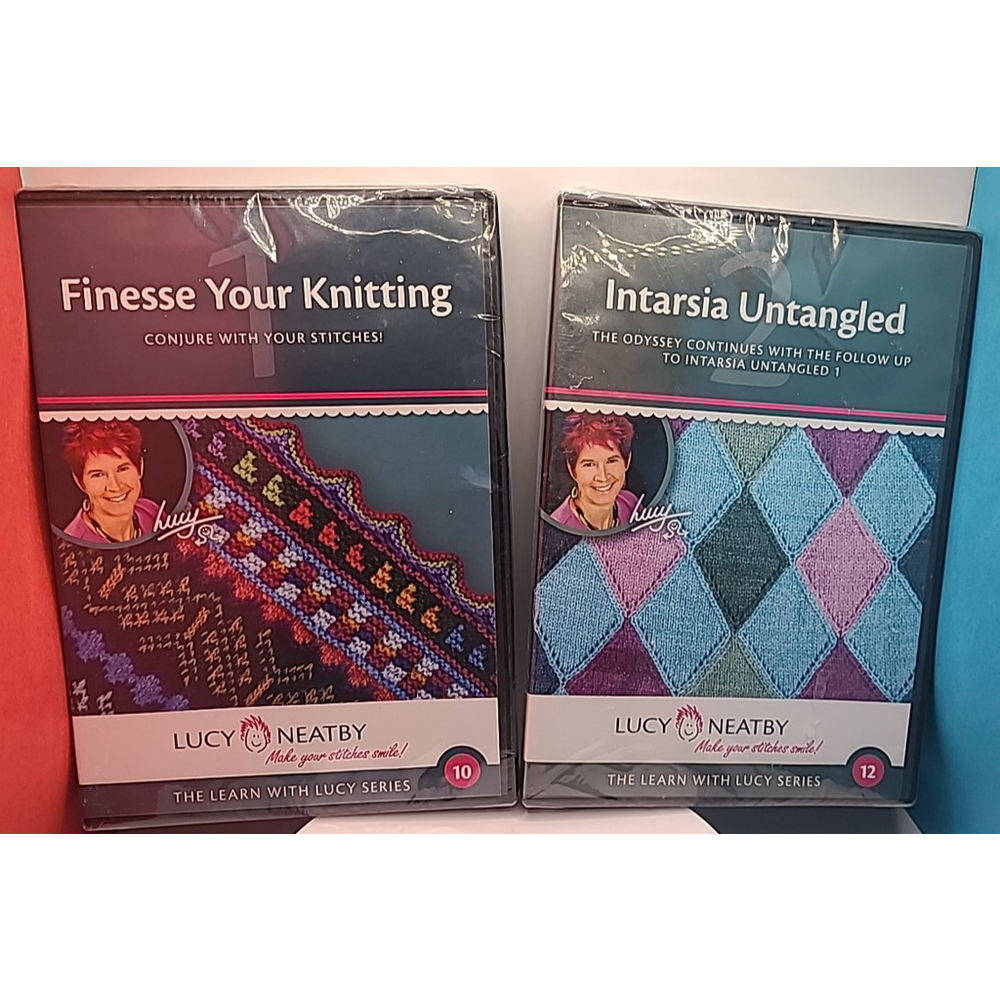 Lucy Neatby Finesse Your Knitting 10 & Intarsia Untangled 12 DVD's New Sealed